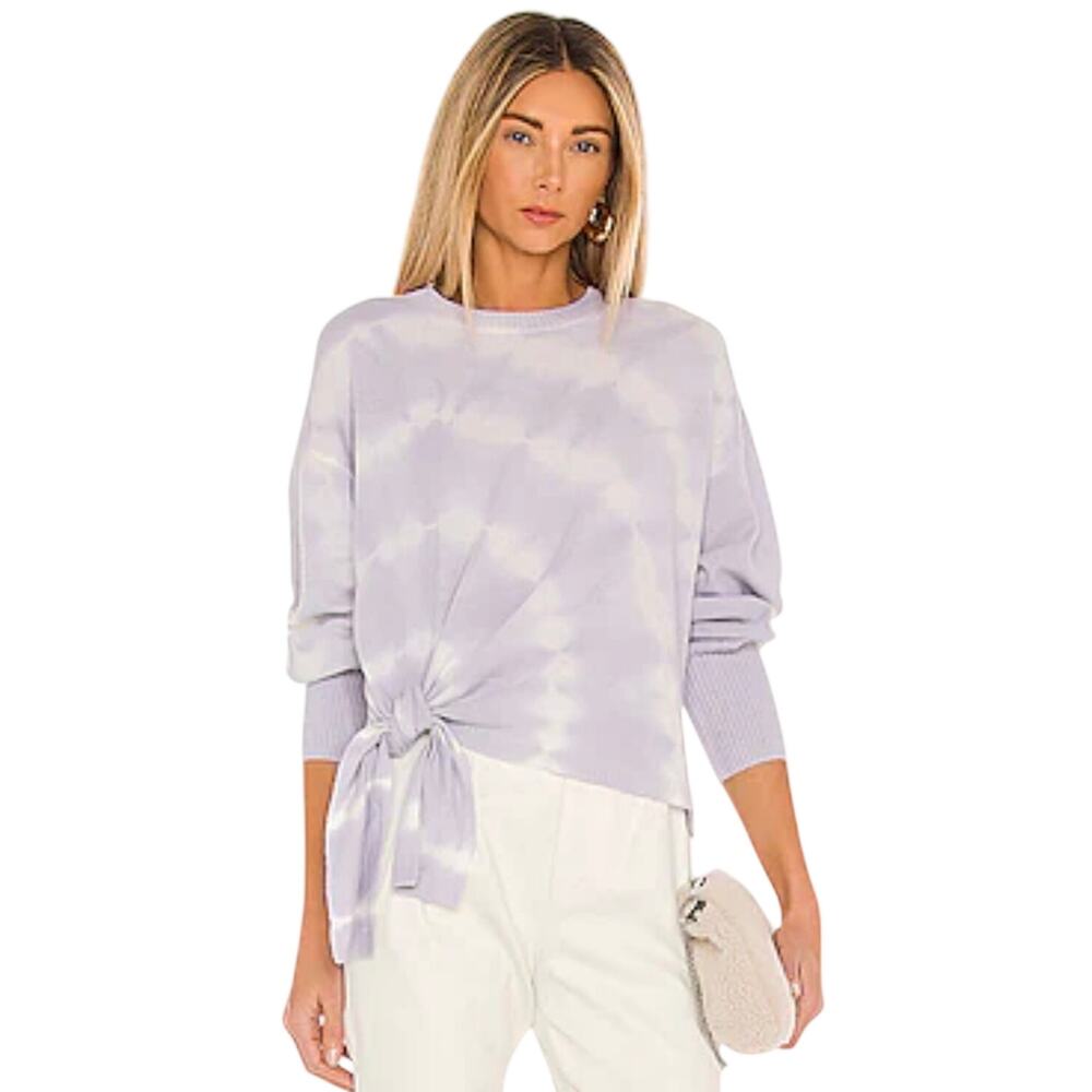 NWT Repeat cashmere silver edition tie dye side knot lilac organic sweater sz L